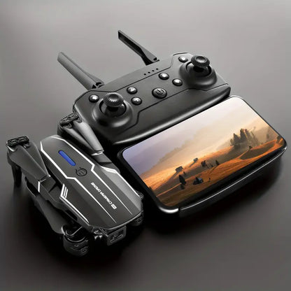E88 Quadcopter UAV Drone with Dual HD Cameras - Black (HD Dual Camera)